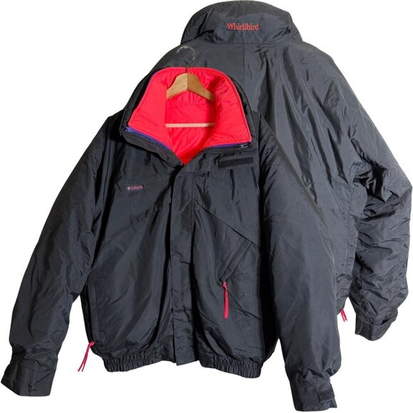Vintage Columbia Whirlibird Radial Sleeve 3 in 1 Jacket Men's Large Black Neon